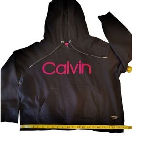Calvin Klein Performance Thick Stretch Black Hoodie Logos Size Large Women's